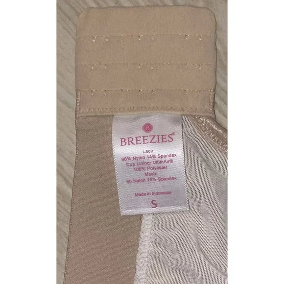 Breezies A382551 Lace Overlay Bralette Lined Wire Free Womens S Small Beige - Picture 6 of 7